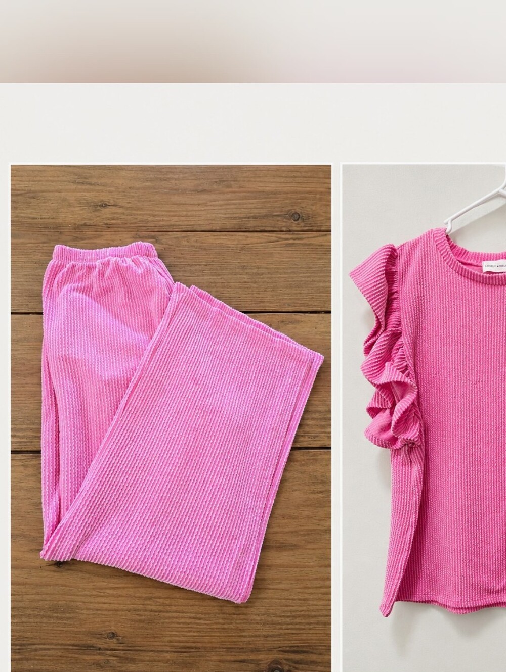 Lovely Melody Hot Pink Ruffle Sleeve Knit Pantsuit